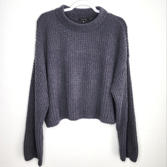 Love Tree Sweaters - Love Tree Sweater Oversized Mock Neck Dark Gray Large